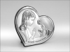 Pamiątka I Komunii Św. z dziewczynką w sercu - srebrny obrazek 6517A