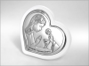 Pamiątka I Komunii Św. z dziewczynką w sercu - srebrny obrazek na drewnie 6517AW
