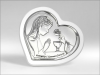 Pamiątka I Komunii Św. z dziewczynką w sercu - srebrny obrazek na drewnie 6517AW