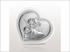 Aniołek z latarenką w sercu na biało-szarym drewnie z podpisem - srebrny obrazek 6449PG