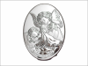 Aniołek z latarenką nad dzieckiem z napisem - owalny srebrny obrazek 6353