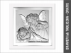 Aniołek z latarenką z podpisem - srebrny obrazek kwadratowy na białym drewnie 6430W