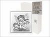 Aniołek z latarenką - srebrny obrazek kwadratowy na białym drewnie 6387W