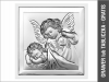 Aniołek z latarenką - srebrny obrazek kwadratowy na białym drewnie 6387W