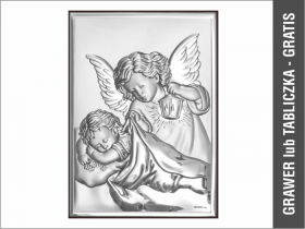Aniołek z latarenką - srebrny obrazek prostokątny 6325