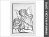 Aniołek z latarenką - srebrny obrazek prostokątny na białym drewnie 6325W