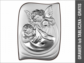 Srebrny obrazek Aniołek z latarenką o nieregularnym kształcie 6473