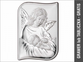 Aniołek nad śpiącym dzieckiem - srebrny obrazek 82109