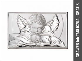Aniołek nad śpiącym dzieckiem - srebrny obrazek 81288