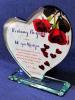 Upominek urodzinowy - statuetka szklana serce G041 z nadrukiem