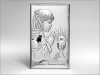 Pamiątka I Komunii Św. dla dziewczynki - prostokątny srebrny obrazek JAP759