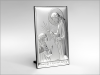 Pamiątka I Komunii Św. z Jezusem udzielającym Komunii dziewczynce - srebrny obrazek JAP761