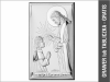Pamiątka I Komunii Św. z Jezusem udzielającym Komunii dziewczynce - srebrny obrazek JAP761