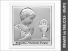 Pamiątka I Komunii Św. dla chłopczyka - srebrny kwadratowy obrazek z podpisem na białym drewnie 6568OW