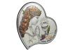 Pamiątka I Komunii Św. dla dziewczynki - kolorowy srebrny obrazek w sercu DS03/CA z grawerem