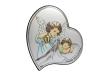 Aniołek z latarenką nad dzieckiem w sercu z podpisem - srebrny obrazek kolorowy DS17/C