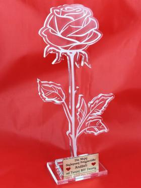 Upominek dla Niej - róża ze szkła akrylowego